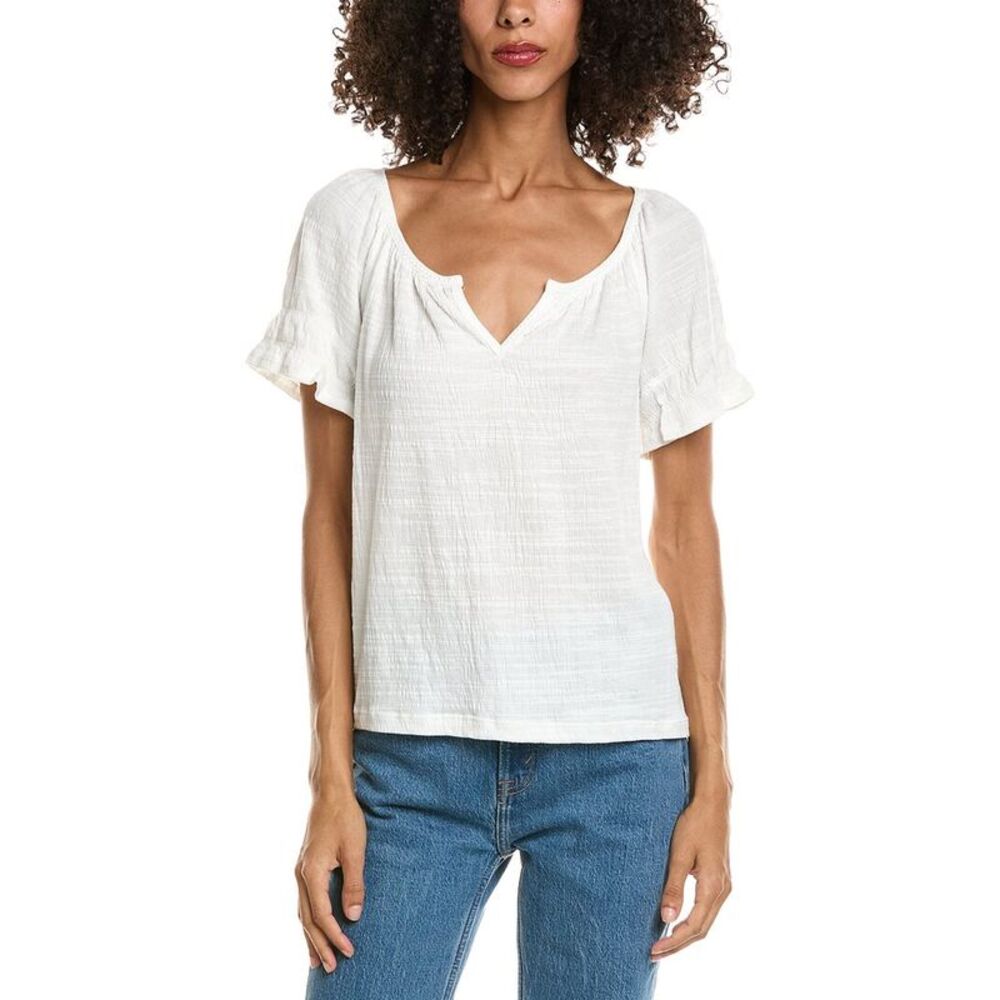 Max Studio Womens Puff Sleeve Blouse, White